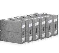 Caja Organizador Sabanas Armario,6Pcs Organizador Armario Ropa Lino Plegable,Cajas Almacenaje Ropa con Ventana Transparente Etiqueta,Cajas Organizadoras con Asas Reforzadas,Para Colchas,Ropas,Sabanas