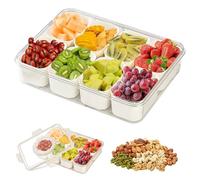caja organizadora aperitivos, plato para aperitivos con 8 compartimentos, plato de plástico para aperitivos, plato para frutas con tapa, caja para aperitivos para frutos secos, postres, especias