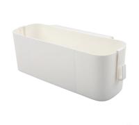Caja organizadora colgante para mesita de noche con ganchos para dormitorio, literas, rieles de loft, camas de hospital, caravana, caravana y cochecito de bebé (blanco)