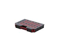 Caja organizadora con divisores funcionales, mango ergonómico, tapa transparente, 390 x 284 x 60 mm