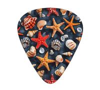 Caja organizadora con estampado de estrellas de mar y conchas marinas, diferentes grosores, púas de guitarra para guitarra acústica
