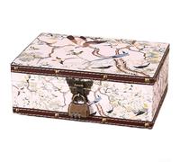 Caja organizadora con temática de herencia china construida de madera natural y cuero con tapa protectora y mecanismo de bloqueo funcional (C 23.6 x 17 x 9)