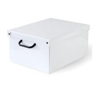 Caja organizadora de almacenamiento ropa, para almacenaje decorativa en carton, 32x42x21 cm, para armario, baul, zapatos, calcetines, juguetes, regalo, con tapa, BLANCO