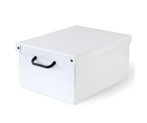 Caja organizadora de almacenamiento ropa, para almacenaje decorativa en carton, 32x42x21 cm, para armario, baul, zapatos, calcetines, juguetes, regalo, con tapa, BLANCO