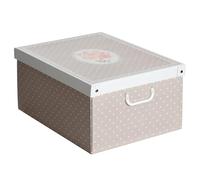 Caja organizadora de almacenamiento ropa, para almacenaje decorativa en carton, 39x50x24 cm, para armario, baul, zapatos, calcetines, juguetes, regalo, con tapa, LUNARES