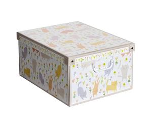 Caja organizadora de almacenamiento ropa, para almacenaje decorativa en carton, 39x50x24 cm, para armario, baul, zapatos, calcetines, juguetes, regalo, con tapa, GATITOS