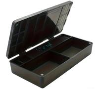 Caja organizadora de aparejos de pesca con 10 pines grandes, compartimentos desmontables, cubierta transparente de doble cara y hebilla magnética para pescadores de carpas