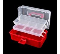 Caja organizadora de aparejos de pesca de 3 capas con bandejas voladizas, compartimentos ajustables, caja de almacenamiento de plástico para señuelos, anzuelos, cebos, tamaño pequeño T (A)