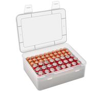 Caja organizadora de batería con soporte de esponja fijo, práctico maletín de garaje para 24 pilas AA y 30 pilas AAA (solo caja), color blanco