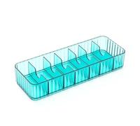 Caja organizadora de cable Compartimentos múltiples Control remoto Caja de almacenamiento de cable de cargador para la oficina de escritorio de inicio Plástico duradero 26 x 9.5 x (Verde transparente)