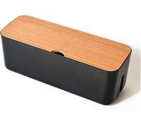 Caja organizadora de cables, Caja de almacenamiento cables madera for eléctricos, organizador enchufes y cargadores a prueba polvo