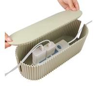 Caja Organizadora de Cables Caja de Gestión de Cables Organizador de Cables con Tapa y 12 Bridas Caja Guarda Cables Caja para Esconder Cables Caja Cables Organizador para Cables y Regletas (Verde)