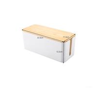 Caja organizadora de cables con tapa de madera para almacenamiento de regletas de alimentación, caja grande de plástico ABS para organizar cables de TV y seguridad de enchufes, blanco (grande) (A)