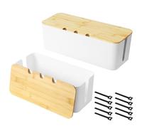 Caja organizadora de Cables de 2 Unidades, con Cubierta de Madera, Caja para Cables, Caja para Ocultar Cables para Ocultar y organizar Cables, Caja para Guardar Cables, Grande y Mediano