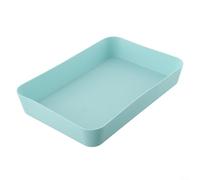 Caja organizadora de cajones para utensilios de cocina, cubiertos y vajilla pequeña, plástico, blanco/azul claro/rosa/azul oscuro, multiusos, para escritorio, cajón y armario (J)