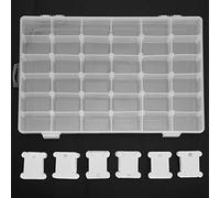 Caja organizadora de hilo de bordar de 120 piezas, organizador de hilo de plástico para bordar con bobinas de hilo de plástico y pegatinas con números de hilo para bordar, hilos de punto de cruz, manu