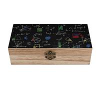 Caja organizadora de madera con cierre frontal, estuche decorativo para guardar recuerdos con motivos matemáticos, joyas para recuerdos de boda.