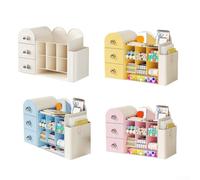 Caja organizadora de maquillaje con cajones transparentes para mesa de tocador, encimera de baño, sostiene todos los elementos esenciales de belleza en una unidad compacta (azul)
