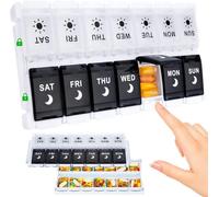 Caja organizadora de medicamentos para 7 días y 2 veces, 14 compartimentos para guardar pastillas de viaje, mantiene los medicamentos frescos, suplementos vitamínicos, soporte para aceite de pescado