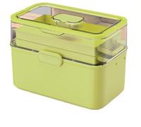 Caja organizadora de medicamentos plegable de tres capas para un fácil almacenamiento y gestión de pastillas en el hogar