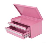 Caja organizadora de metal con 3 cajones, caja de herramientas de acero resistente para taller, piezas pequeñas, estuche portátil para aparejos de pesca o maquillaje, negro rosa (rosa)