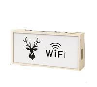Caja organizadora de pared con enrutador WiFi para sala de estar, color beige, no requiere taladrar