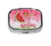 Caja organizadora de pastillas de melón, caja organizadora de píldoras de metal, pastillero portátil para bolsillo o bolso, organizador de medicinas decorativo, contenedor de vitaminas