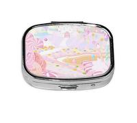 Caja organizadora de pastillas de metal rosa Candy Land, pastillero portátil para bolsillo o bolso, organizador decorativo de medicamentos, contenedor de vitaminas