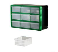 Caja organizadora de piezas de cajón de plástico para hardware, componentes electrónicos y herramientas, armario de almacenamiento apilable y de montaje en pared, 360 x 240 x 180 mm, (verde)