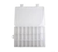 Caja organizadora de plástico con 24 rejillas con tapa transparente con cerradura para tornillos, joyas, cuentas, componentes y piezas de manualidades
