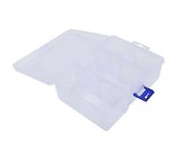 Caja organizadora de plástico para piezas pequeñas con tapa y sistema de rejilla ajustable para cierres de hardware, cuentas, suministros de costura y aparejos de pesca (pequeña 6 rejillas)