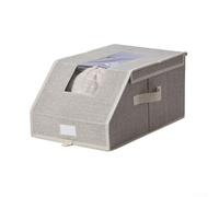 Caja organizadora de sombreros de gran capacidad para gorras de béisbol, contenedor de almacenamiento apilable con capacidad para 12 sombreros con ventana transparente y cremalleras dobles (beige)