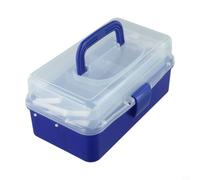 Caja organizadora multifuncional en voladizo con tres niveles para aparejos de pesca, aretes y tornillos, contenedor de plástico compacto rojo (c)