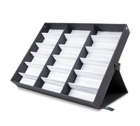 Caja organizadora para gafas de sol ProSource con 18 ranuras, soporte para exhibici n/bandeja, forrada en tela y cierre a presi n