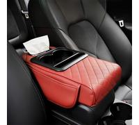 Caja organizadora para reposabrazos de coche, cubierta de consola central con acolchado de esponja, bandeja de almacenamiento antideslizante para interior del vehículo, 35 x 19 x 6 cm (estilo rojo B)