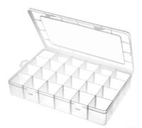 Caja organizadora transparente para manualidades con 24 compartimentos ajustables para un fácil acceso a los suministros