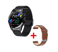 (Caja original de acero BK, cuero BW) Relojes inteligentes NFC para adultos, reloj inteligente EKG PPG,