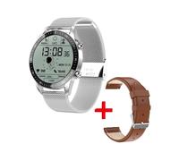 (Caja original de acero SV, cuero BW) Relojes inteligentes NFC para adultos, reloj inteligente con ECG, PPG, resistente