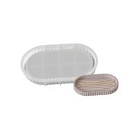 Caja ovalada resistente para platos y baratijas, elegante molde de silicona a rayas para crear platos ovalados individualizados y cenicero, bandeja de almacenamiento para manualidades