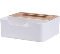 Caja PañUelos Plástico Durable Caja de pañuelos Holderwith Cubierta Madera bambú Teléfono Slot Squin Sapkin Multifuncional Casa Cocina Almacenamiento Contenedor DecoracióN Hogar(B)