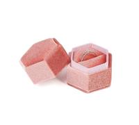 Caja Para Anillos Caja De Anillo Octogonal Pana For Boda, Compromiso, Propuesta Regalo, Organizador Anillos, Almacenamiento, Joyero Vintage Portátil(Pink-B)