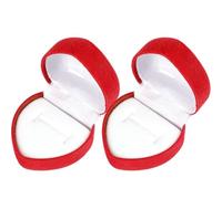 Caja Para Anillos Caja de joyería con forma corazón rojo terciopelo, estuche for anillo, expositor pendientes, cajas soporte, organizador, for boda, 1/10 Uds(2pcs)