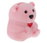 Caja para Anillos con Forma de Oso, Estuche de Franela para Joyas y Regalos | 2,12 X 1,77 X 1,45 in, Color Rosa, Soporte Para Anillos, DiseñO Creativo, Para Bodas, Compromisos, Propuestas Y Aniversarios