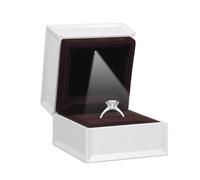 Caja para Anillos con Luz LED, Caja para Anillos de Lujo con Luz, Caja para Anillos de Terciopelo para Propuesta, Compromiso, Boda, Caja de Regalos de Joyería con Luz para Mujeres