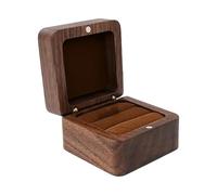 Caja para anillos de madera, soporte doble, diseño rústico, caja pequeña cuadrada de madera maciza, almacenamiento vintage para bodas, propuestas de compromiso, portaanillos, recuerdos, caja de regalo