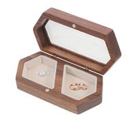 Caja para anillos, soporte para joyas, 3.93 x 1.97 x 1.10 pulgadas, interior de madera de doble ranura con tapa magnética segura, funda para anillos para propuesta de boda, aniversarios, ceremonias