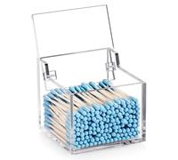 Caja Para Bastoncillos de Algodón, Caja de Acrílico de Bastoncillos de Algodón con Tapa, Organizador Transparente de Hisopos de bastoncillos, Organizador Transparente para Almohadillas Desmaquillantes