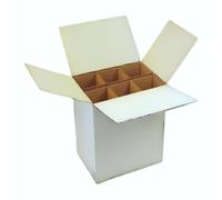 Caja para Botellas de Vino - Pack de 10 Cajas con Separadores para 6 Botellas - Embalaje Seguro y Cartón Resistente (25,5 x 18 x 30,5 cm)