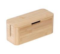 Caja para Cables Relaxdays para regleta, bambú, Tapa magnética, HBT 14,5 x 34 x 11 cm, Caja para enchufes, Natural