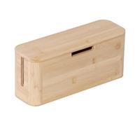 Caja para Cables Relaxdays para regleta, bambú, Tapa magnética, HBT 14,5 x 34 x 11 cm, Ocultar Cables, Natural